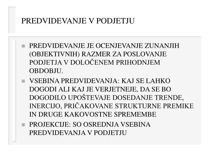 predvidevanje v podjetju