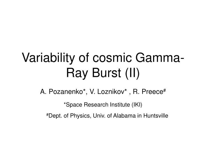 variability of cosmic gamma ray burst ii