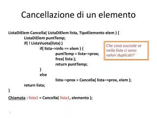 cancellazione di un elemento