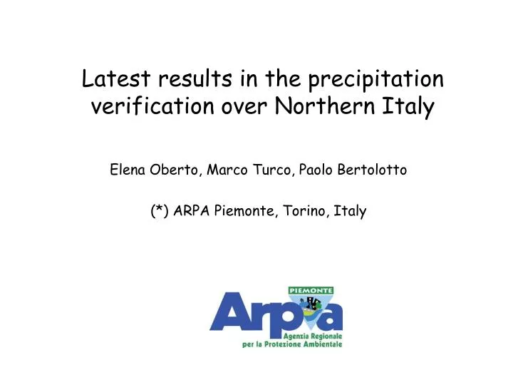 latest results in the precipitation verification over northern italy
