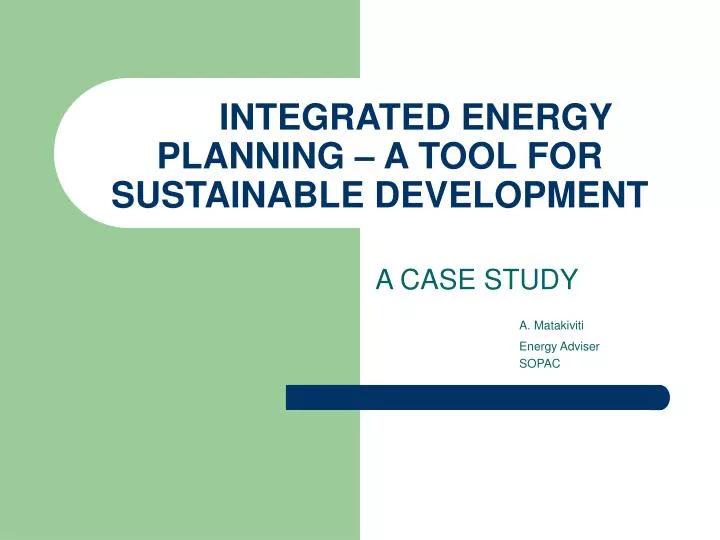 integrated energy planning a tool for sustainable development