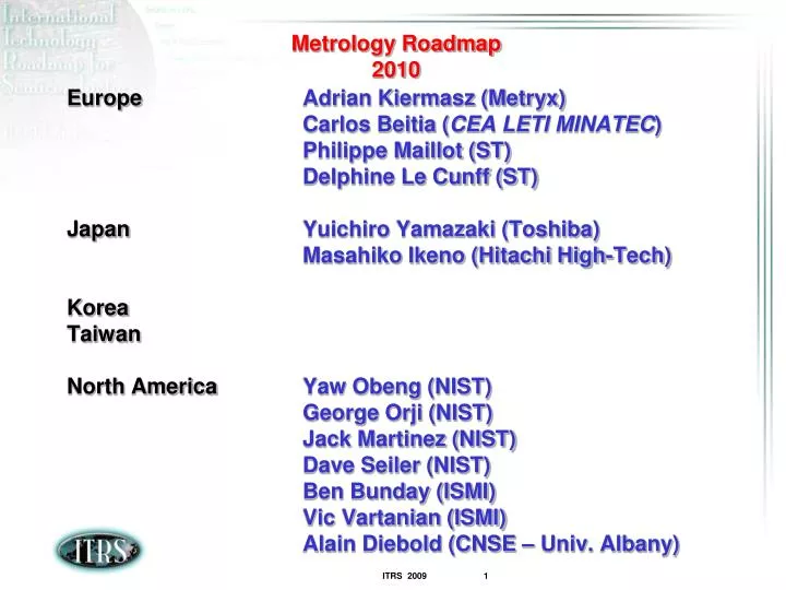 metrology roadmap 2010
