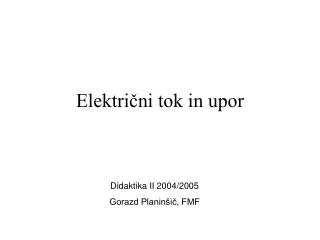 elektri ni tok in upor