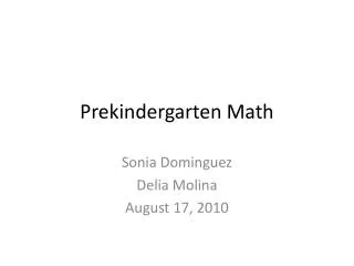 Prekindergarten Math