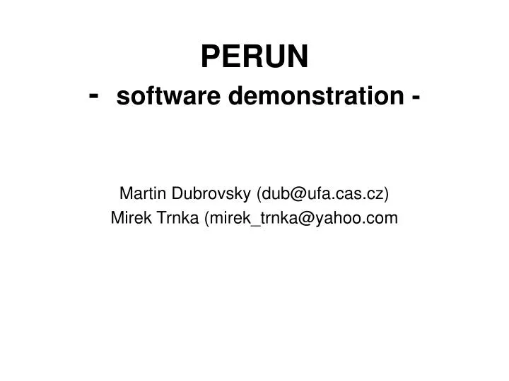 perun software demonstration