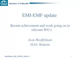 EMI-EMF update