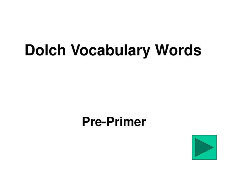 dolch vocabulary words