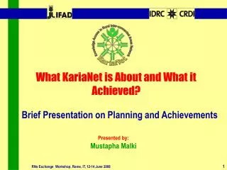 Brief Presentation on Planning and Achievements