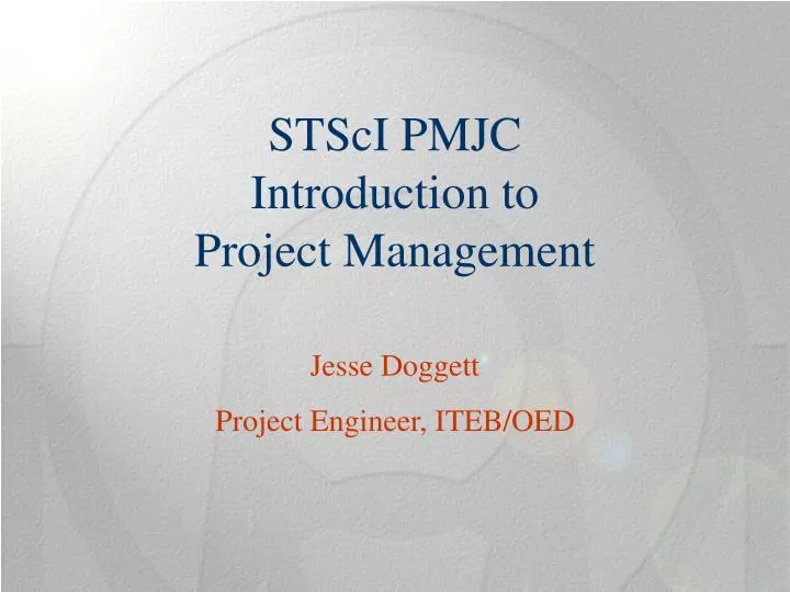 stsci pmjc introduction to project management