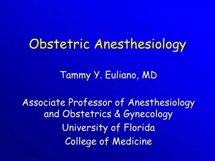 obstetric anesthesiology