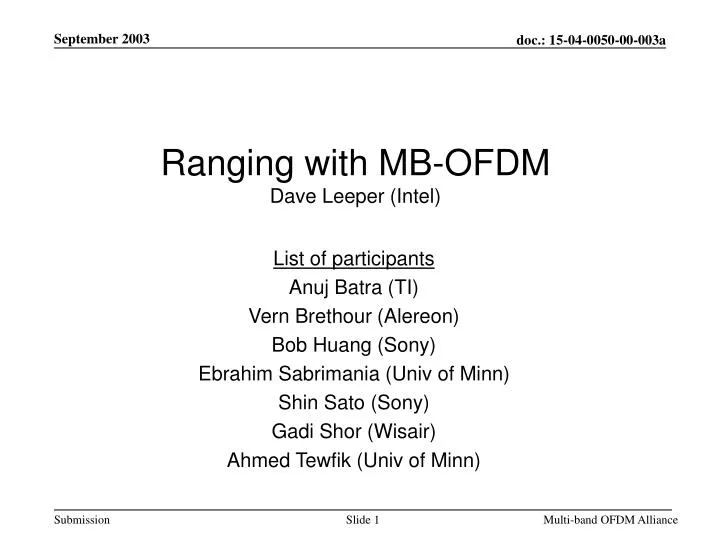ranging with mb ofdm dave leeper intel