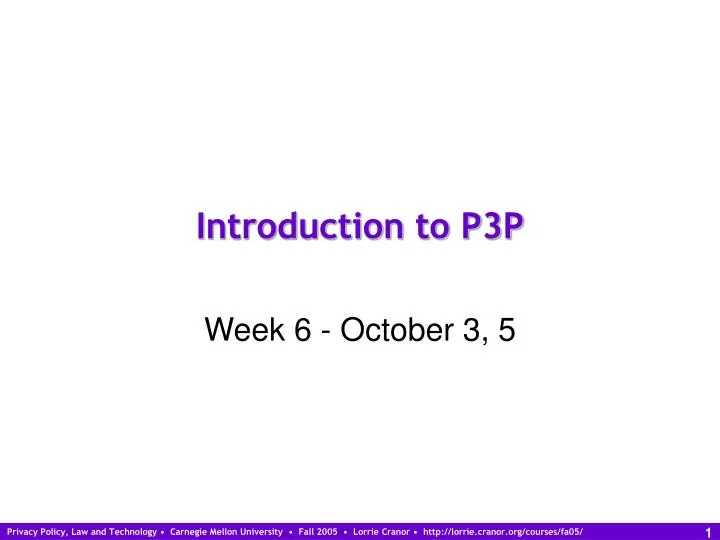 introduction to p3p