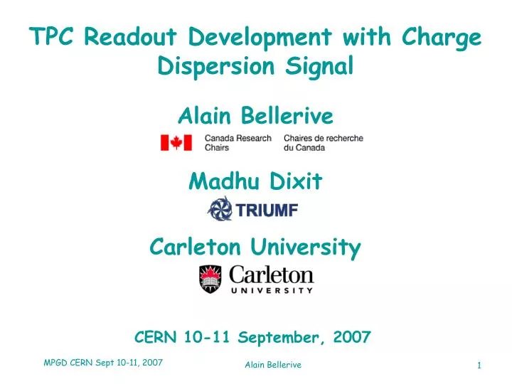 tpc readout development with charge dispersion signal