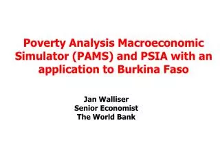 Jan Walliser Senior Economist The World Bank