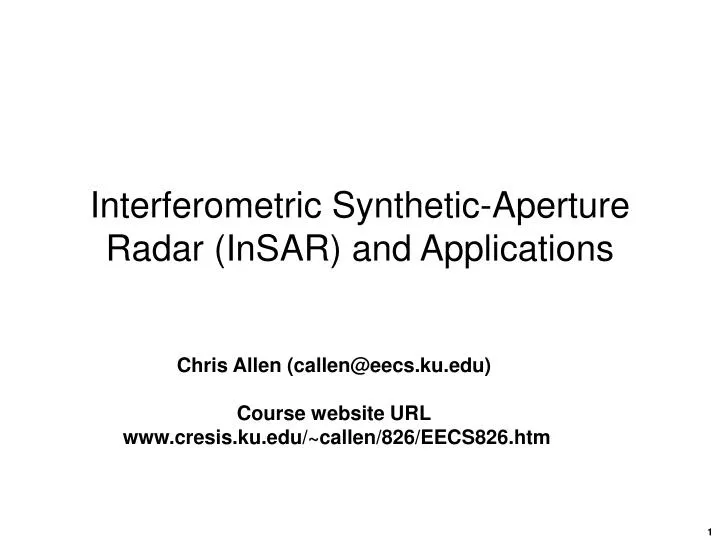 interferometric synthetic aperture radar insar and applications