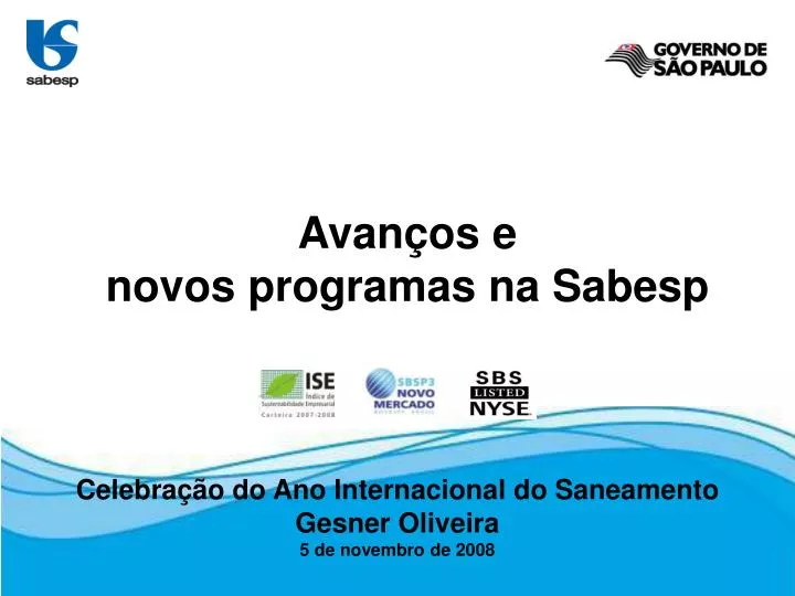 celebra o do ano internacional do saneamento gesner oliveira 5 de novembro de 2008