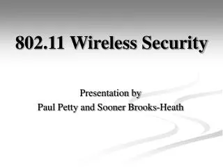 802.11 Wireless Security