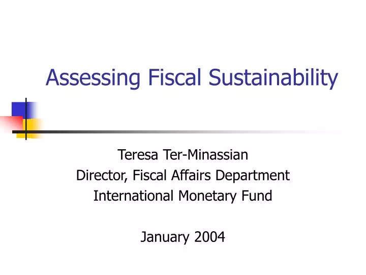 assessing fiscal sustainability