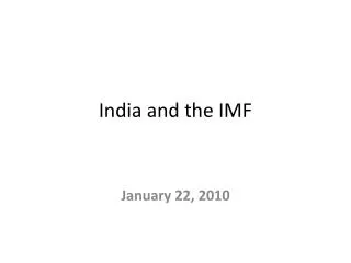 India and the IMF