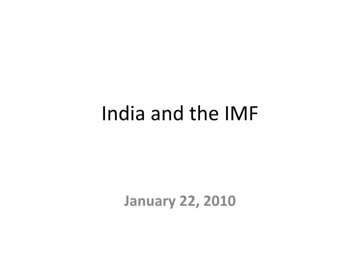 india and the imf