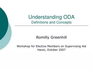 Understanding ODA Definitions and Concepts
