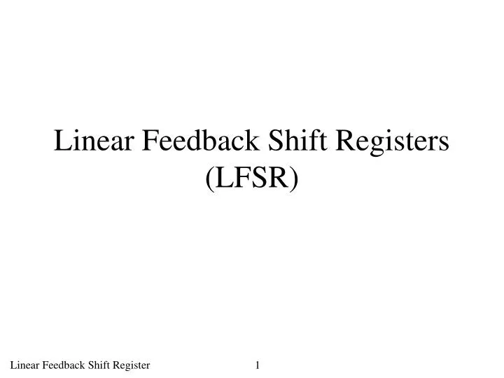 linear feedback shift registers lfsr
