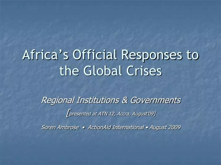 africa s official responses to the global crises