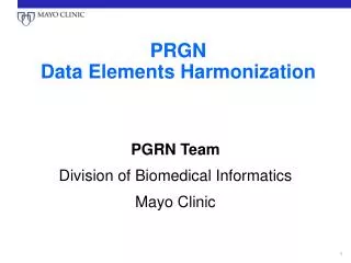 PRGN Data Elements Harmonization