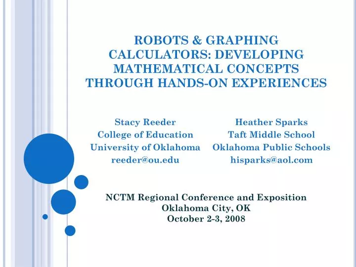 robots graphing calculators developing mathematical concepts through hands on experiences