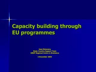 Capacity building through EU programmes