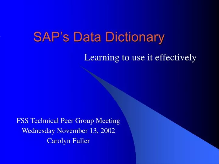 sap s data dictionary
