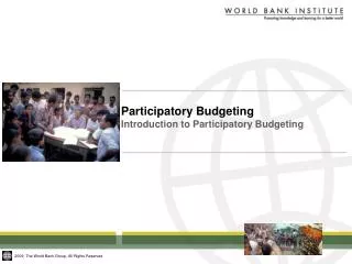 Participatory Budgeting Introduction to Participatory Budgeting