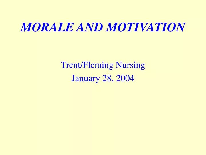 morale and motivation
