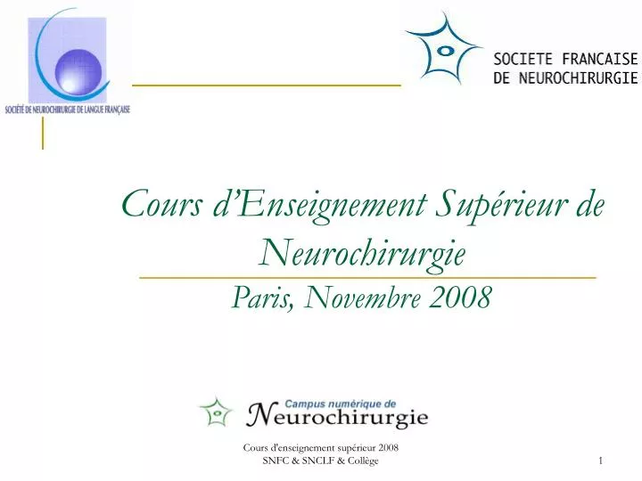 cours d enseignement sup rieur de neurochirurgie paris novembre 2008