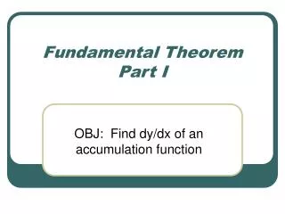 Fundamental Theorem Part I