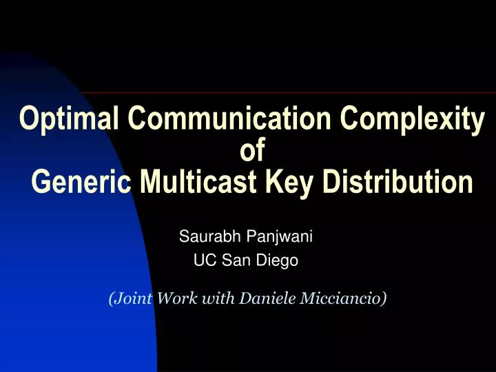 optimal communication complexity of generic multicast key distribution