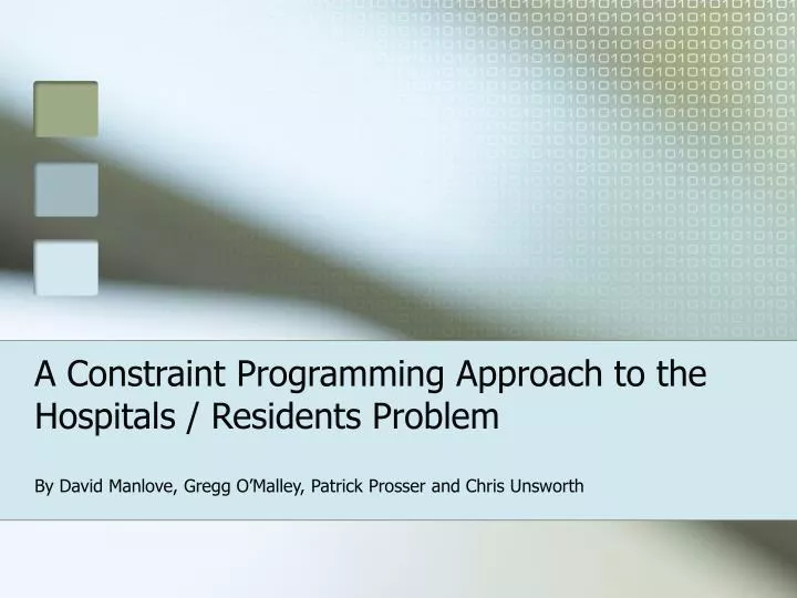 a constraint programming approach to the hospitals residents problem