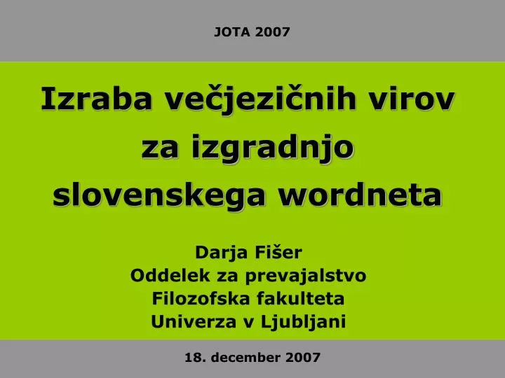 izraba ve jezi nih virov za izgradnjo slovenskega wordneta