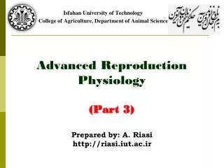 Advanced Reproduction Physiology (Part 3)