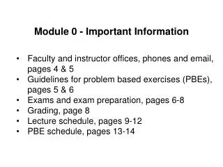 Module 0 - Important Information