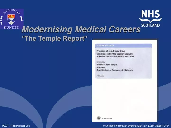 modernising medical careers the temple report