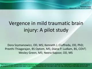 Vergence in mild traumatic brain injury: A pilot study