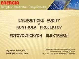 ing milan jar s phd energia jar s s r o