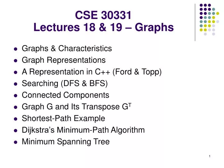 cse 30331 lectures 18 19 graphs