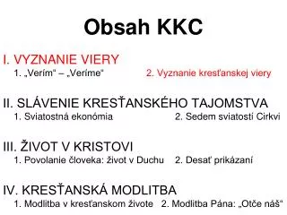 obsah kkc