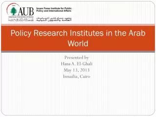 Policy Research Institutes in the Arab World