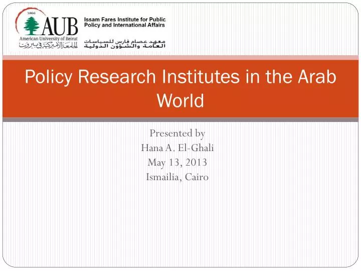 policy research institutes in the arab world