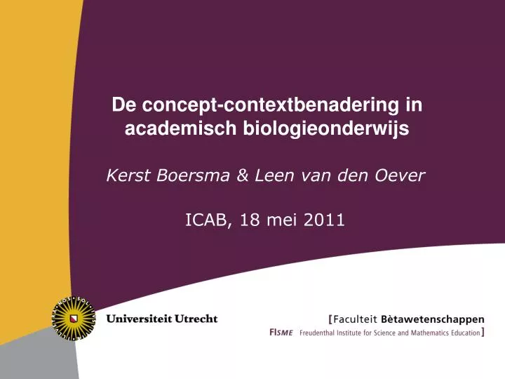 de concept contextbenadering in academisch biologieonderwijs