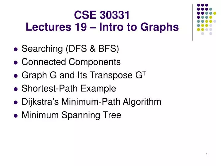 cse 30331 lectures 19 intro to graphs