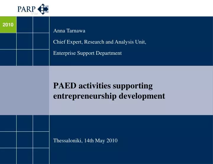 paed activities supporting entrepreneurship development